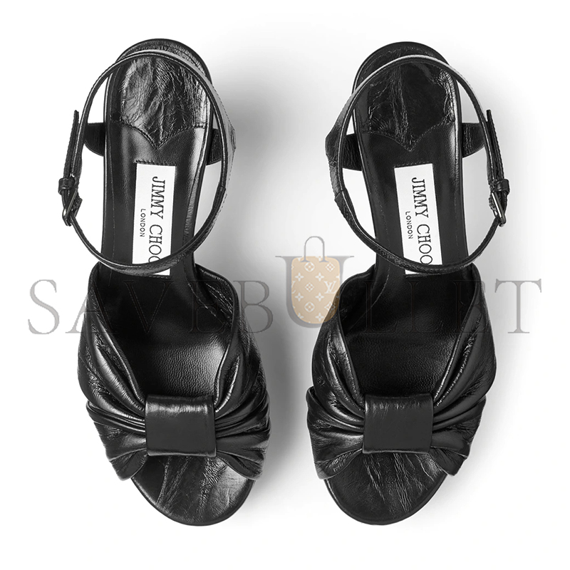 Ji*y Ch* heloise 80 black vintage metallic leather platform sandals heloise80byk